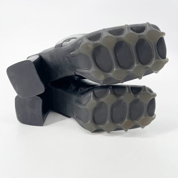 Vintage Miu Miu Black Leather Bubble Sole Square Toe Block Heel Boots IT 37.5 - Picture 11 of 15